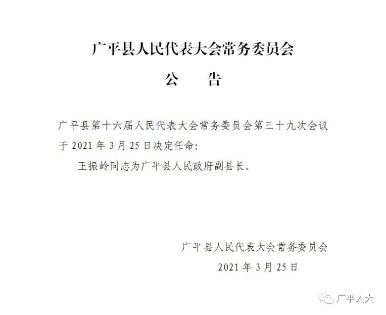 廣平縣人民政府辦公室最新人事任命,廣平縣人民政府辦公室最新人事任命，推動縣域發(fā)展新篇章